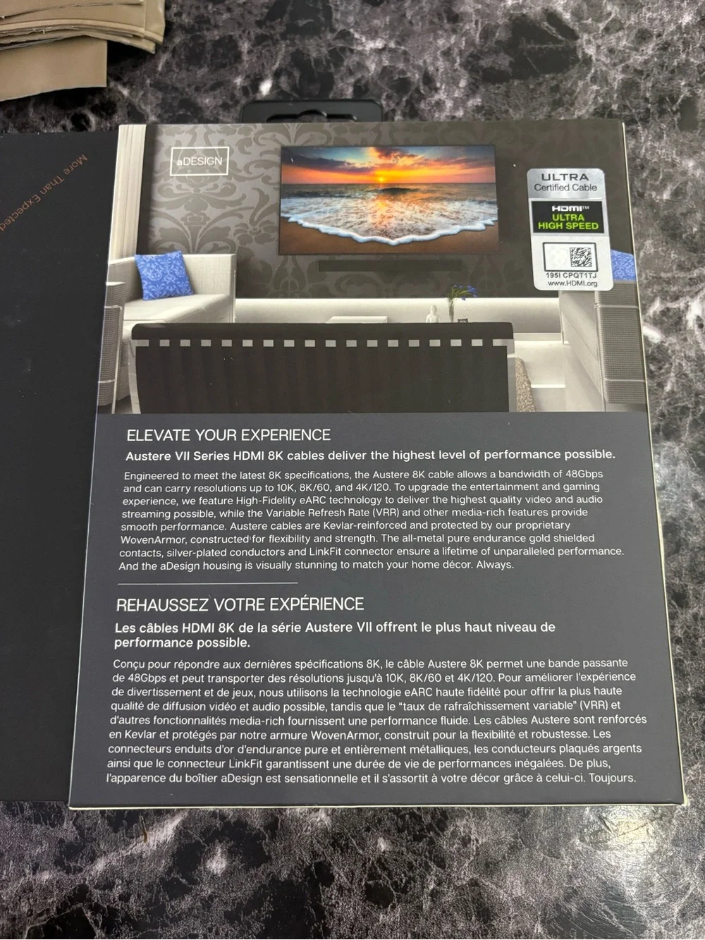 NIB Austere VII HDMI 8K 1.5 M/4.9 FT Cable